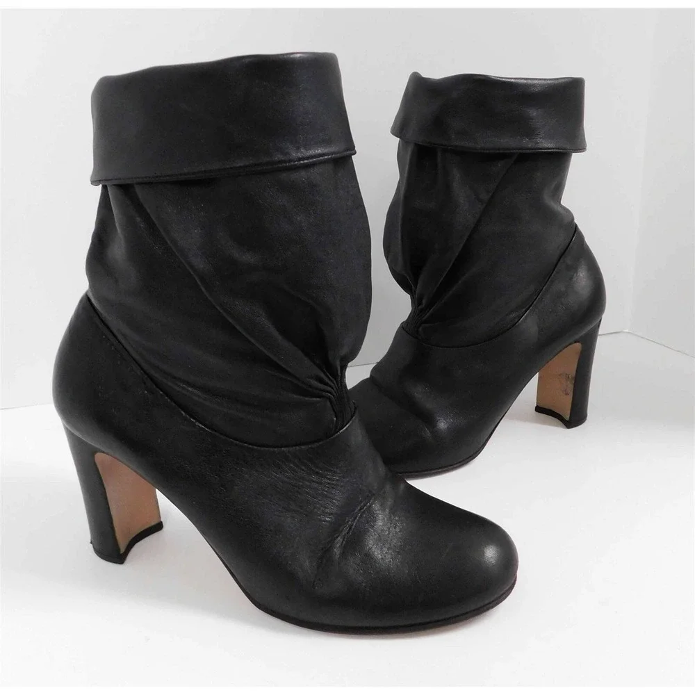 Prada Italy Black Lamb Leather Ankle Boots Italy‎ 37.5 - Picture 8 of 9